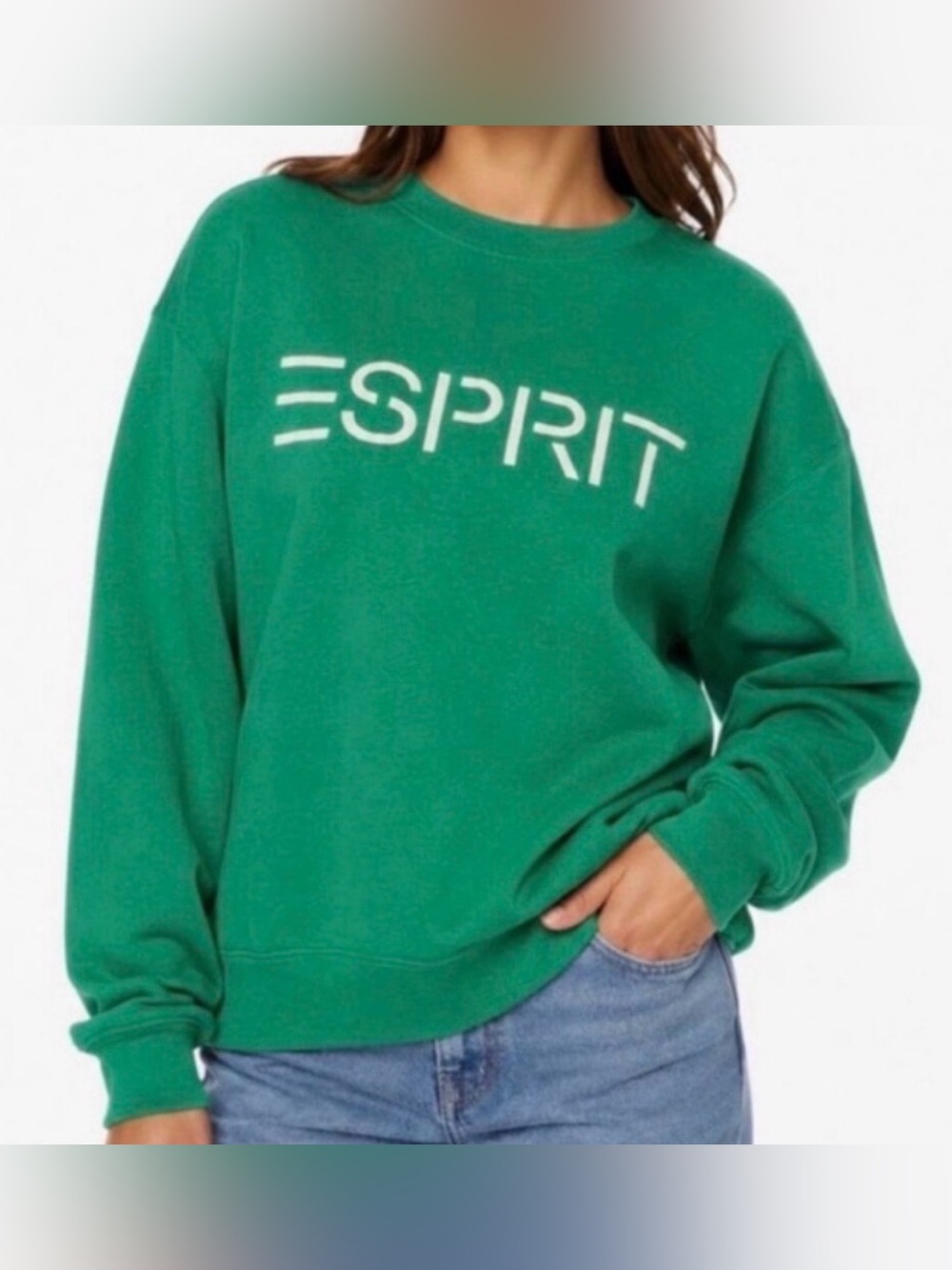 Esprit Emerald Green Logo Crew Sweatshirt